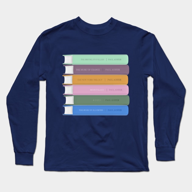 Paul Auster Book Spine Design - Book Lovers Gift Long Sleeve T-Shirt by DankFutura